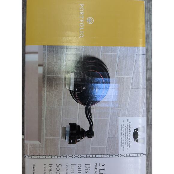 Portfolio 2-Light Bronze Transitional Vanity Light Bar V813-2WD8Z (D5) - Picture 3 of 12